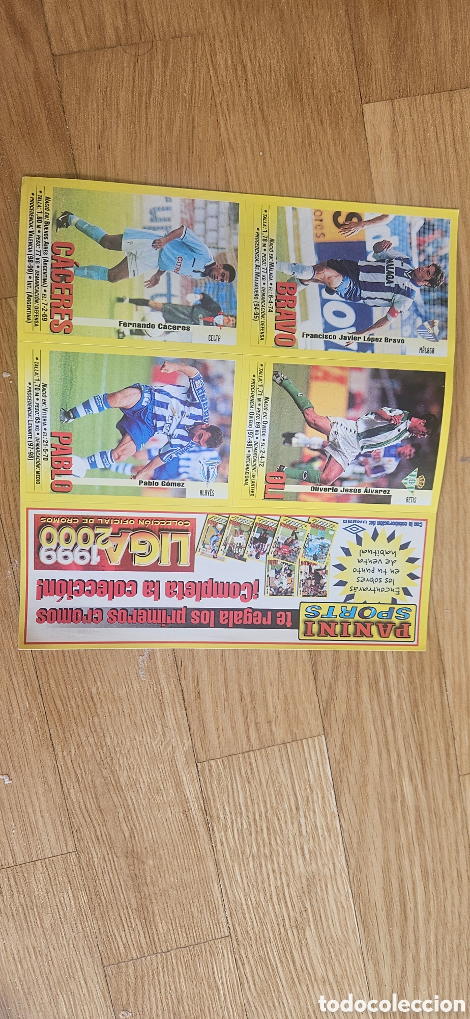 Cromos de F&uacute;tbol: Lamina promoci&oacute;nal panini 99 00 10/15