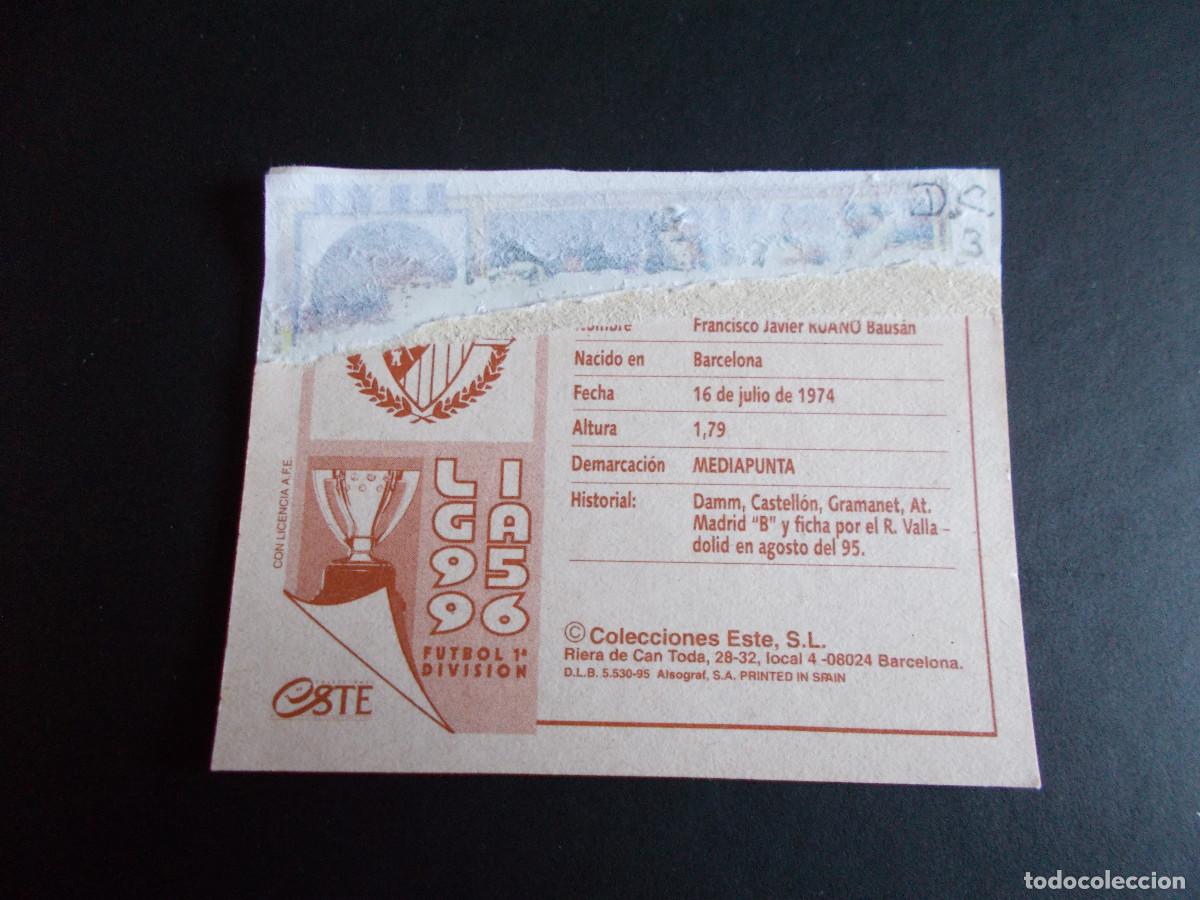 Cromos de f&uacute;tbol: ESTE 95-96 RUANO VALLADOLID VERSION PARQUESOL VENTANILLA - Foto 2