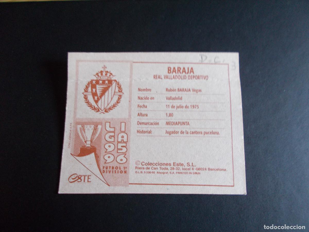 Cromos de f&uacute;tbol: ESTE 95-96 BARAJA VALLADOLID VERSION PARQUESOL VENTANILLA CON TODA LA TRASERA - Foto 2