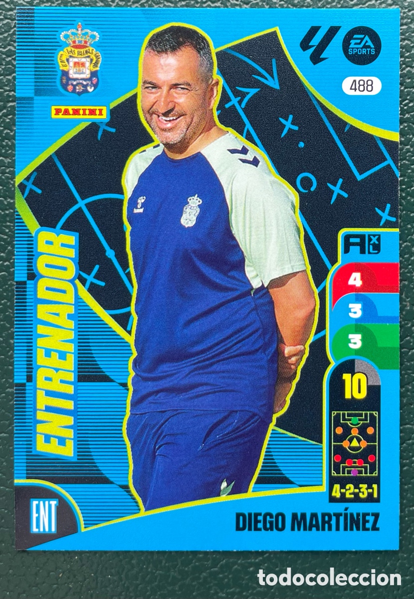 Fu&szlig;ball-Sticker: 488 DIEGO MARTINEZ ENTRENADOR UD LAS PALMAS FICHAS ALBUM ADRENALYN XL 2024 2025 24 25