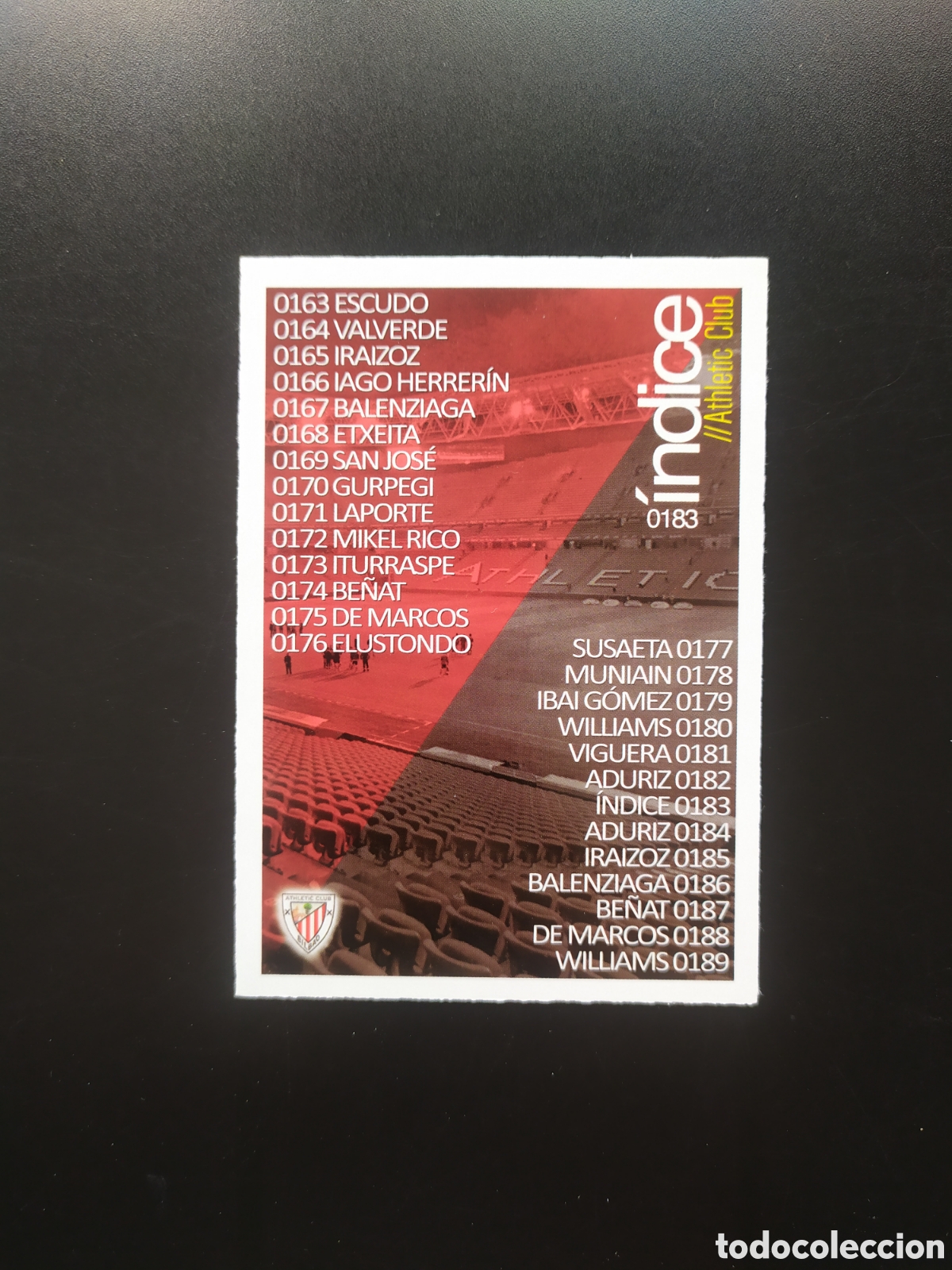 Cromos de f&uacute;tbol: Mundicromo fichas Liga 2015 2016 15 16 indice n&deg; 183 Athletic Bilbao