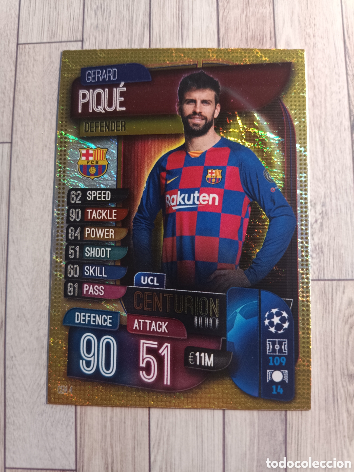 Cromos de f&uacute;tbol: CEN4 GERARD PIQUE BARCELONA CENTURION CEN 4 MATCH ATTAX CHAMPIONS 2019 2020 TOPPS 19 20