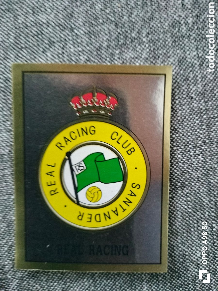 Fu&szlig;ball-Sticker: Cromo 408 Escudo Racing de Santander Futbol 90 Panini liga temporada 1989 1990 89 90