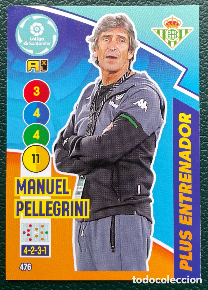 Figurine di Calcio: 476 MANUEL PELLEGRINI REAL BETIS PLUS ENTRENADOR FICHAS ALBUM ADRENALYN XL 2020 2021 20 21 PANINI