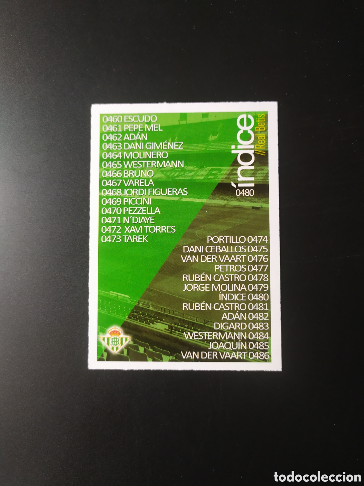 Cromos de Futebol: Mundicromo fichas Liga 2015 2016 15 16 &iacute;ndice n&deg; 480 Real Betis