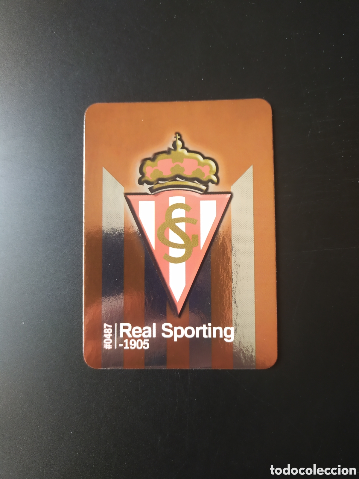 Cromos de Futebol: Mundicromo fichas Liga 2015 2016 15 16 escudo brillo liso n&deg; 487 Sporting Gij&oacute;n