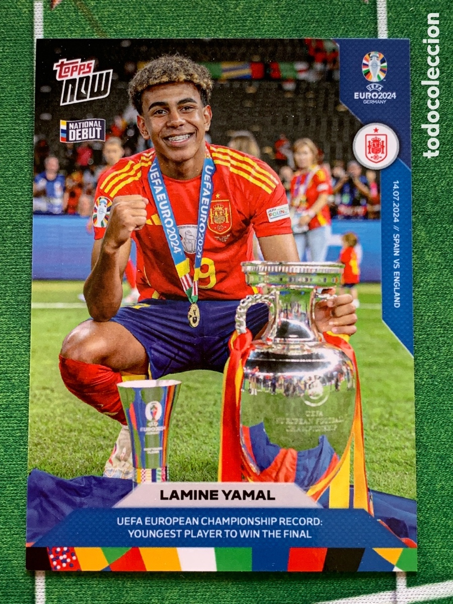 Cromos de f&uacute;tbol: Lamine Yamal - UEFA Record: Youngest player to win Euro - Topps Now #66
