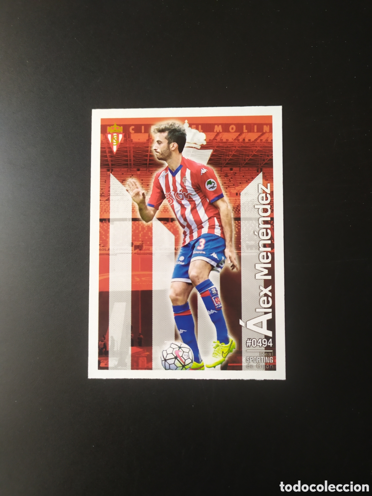Cromos de Futebol: Mundicromo fichas Liga 2015 2016 15 16 Alex Men&eacute;ndez n&deg; 494 Sporting Gij&oacute;n