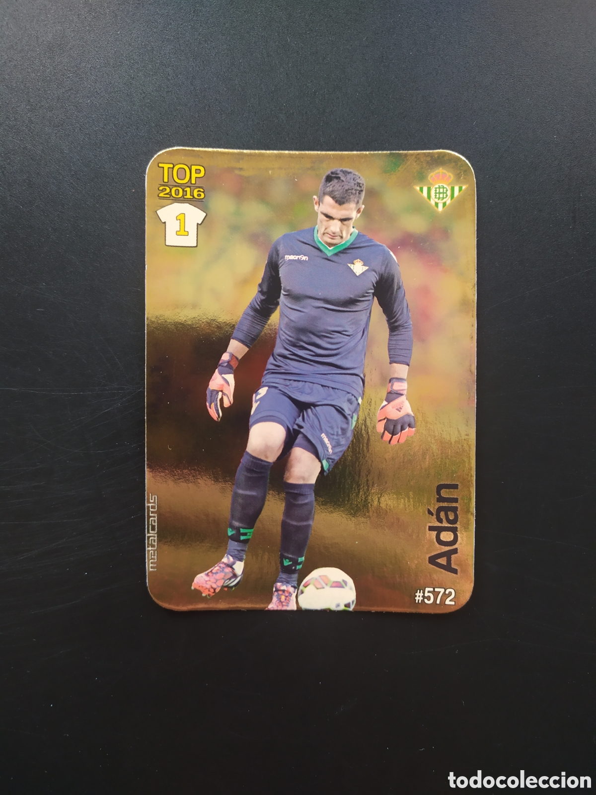 Football Stickers: Mundicromo fichas Liga 2015 2016 15 16 Ad&aacute;n brillo dorado n&deg; 572 Real Betis