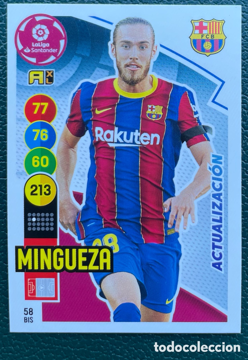 Football Stickers: 58 BIS MINGUEZA FC BARCELONA ACTUALIZACION FICHAS ALBUM ADRENALYN XL 2020 2021 20 21 PANINI