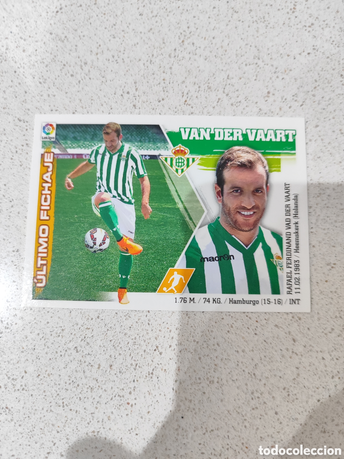 Cromos de Futebol: CROMO RAREZA / ERROR VAN DER VAART REAL BETIS &Uacute;LTIMO FICHAJE N&Uacute;MERO 2 LIGA ESTE 15-16