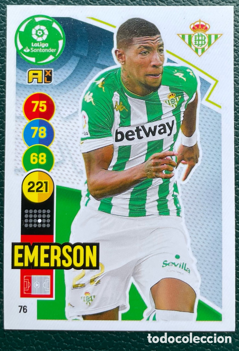 Cromos de Futebol: 76 EMERSON REAL BETIS FICHAS ALBUM ADRENALYN XL 2020 2021 20 21 PANINI