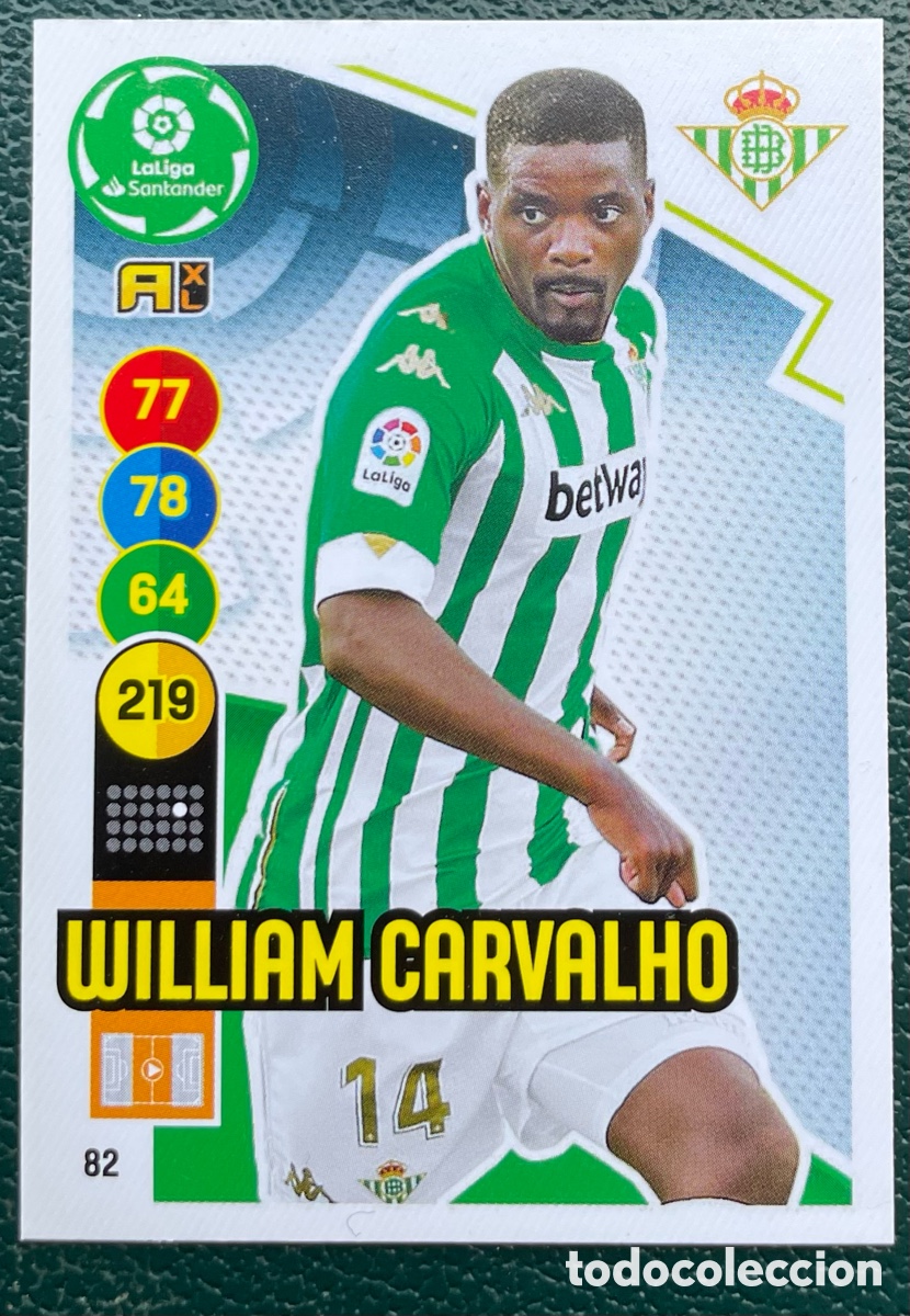 Cromos de Futebol: 82 WILLIAM CARVALHO REAL BETIS FICHAS ALBUM ADRENALYN XL 2020 2021 20 21 PANINI