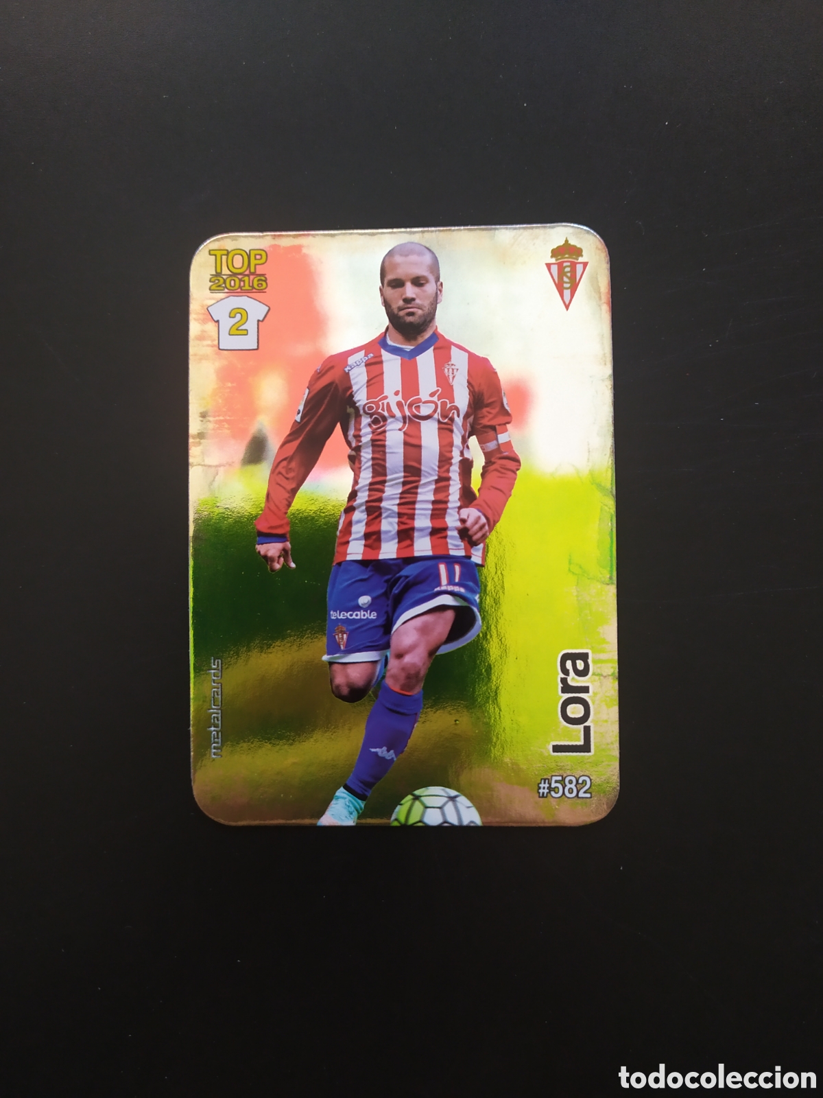 Football Stickers: Mundicromo fichas Liga 2015 2016 15 16 Lora brillo liso n&deg; 582 Sporting Gij&oacute;n