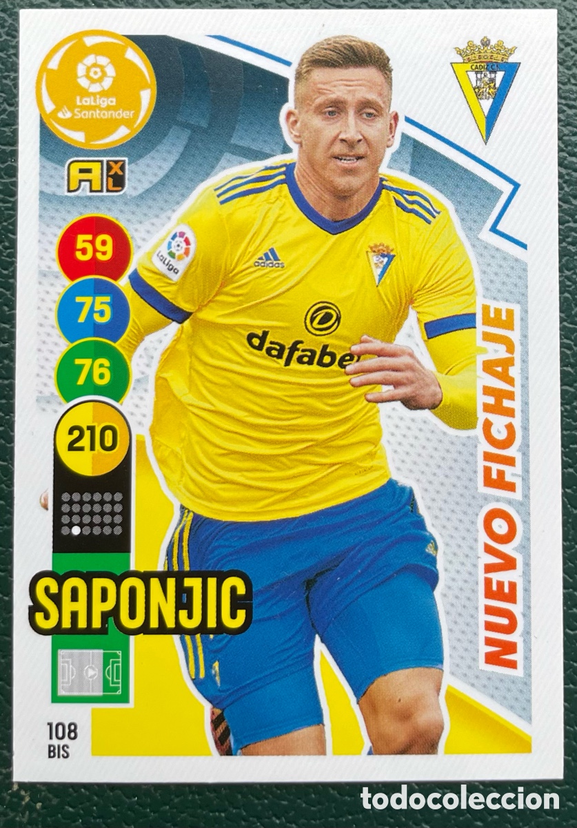 Figurine di Calcio: 108 BIS SAPONJIC CADIZ CF NUEVO FICHAJE FICHAS ALBUM ADRENALYN XL 2020 2021 20 21 PANINI