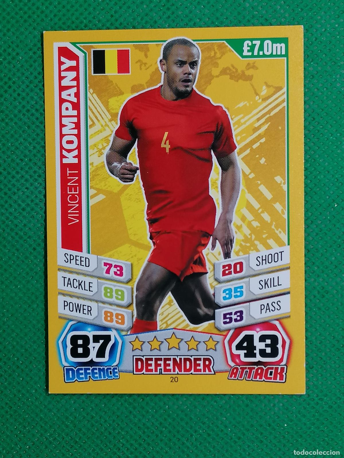 Cromos de F&uacute;tbol: 20 VINCENT KOMPANY BELGICA ⚽ TOPPS MATCH ATTAX MUNDIAL WORLD CUP BRASIL 14 2014 ⚽