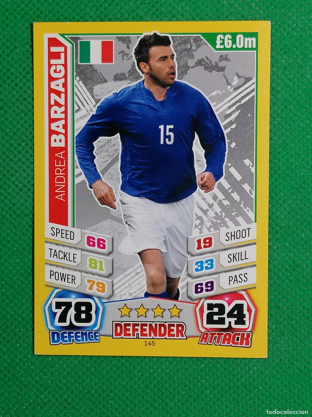 Cromos de F&uacute;tbol: 145 ANDREA BARZAGLI ITALIA ⚽ TOPPS MATCH ATTAX MUNDIAL WORLD CUP BRASIL 14 2014 ⚽