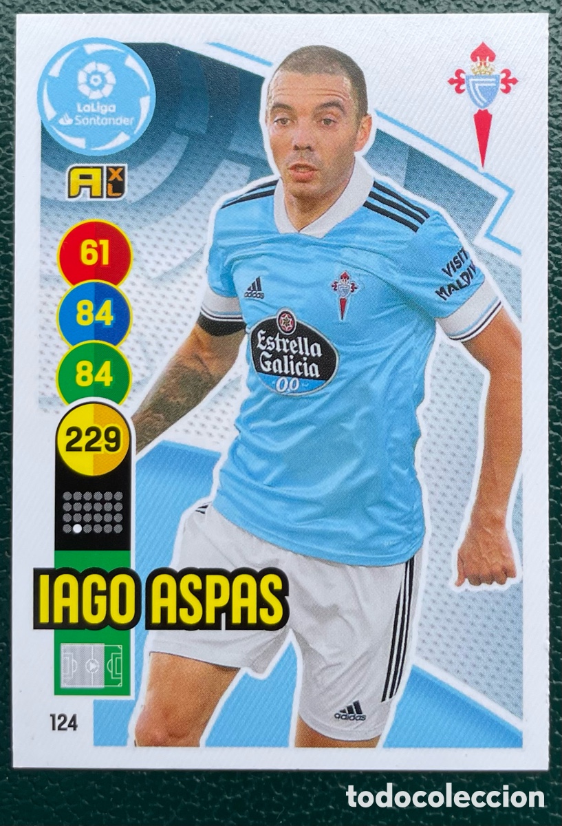 Cartes &agrave; collectionner de Football: 124 IAGO ASPAS CELTA DE VIGO FICHAS ALBUM ADRENALYN XL 2020 2021 20 21 PANINI