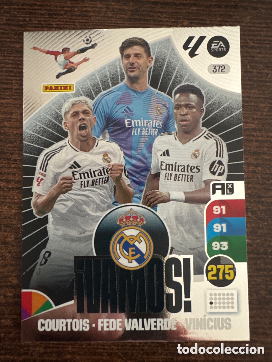 Cromos de F&uacute;tbol: # 372 Courtois Fede Valverde Vinicius Jr Junior Vini Real Madrid Vamos Adrenalyn XL 24 25 2024 2025