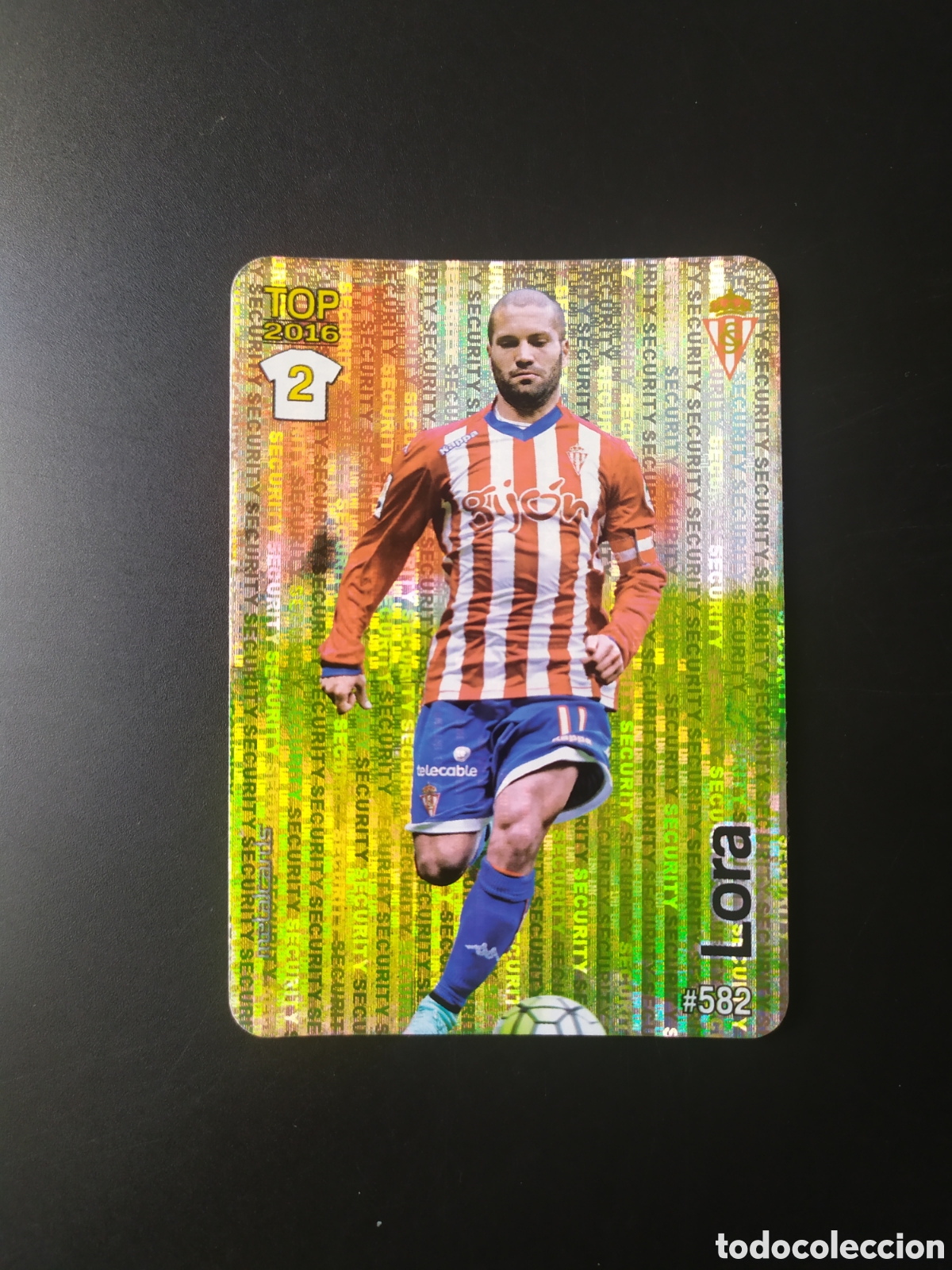 Football Stickers: Mundicromo fichas Liga 2015 2016 15 16 Lora brillo security n&deg; 582 Sporting Gij&oacute;n