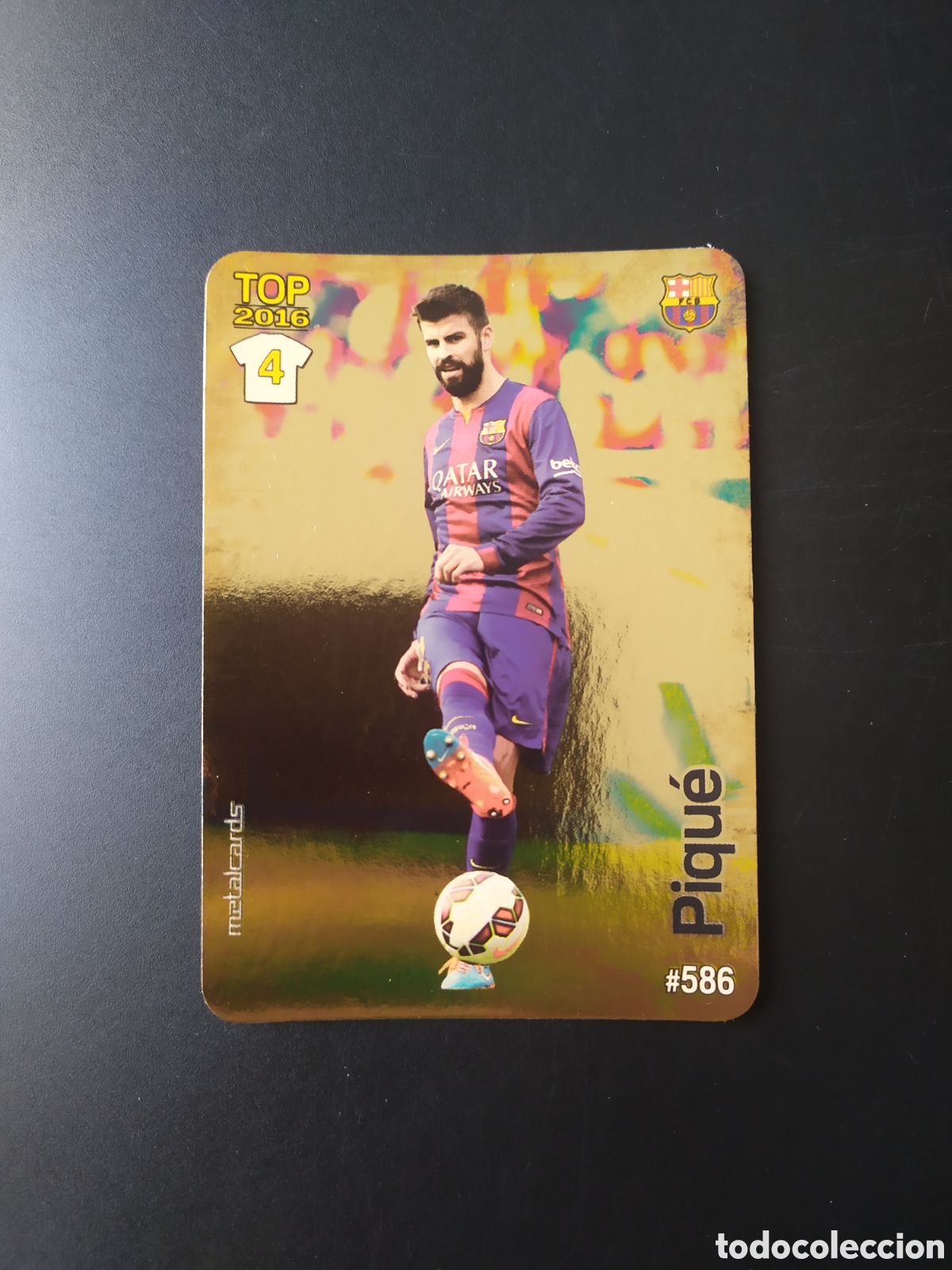 Figurine di Calcio: Mundicromo fichas Liga 2015 2016 15 16 Piqu&eacute; brillo dorado n&deg; 586 Barcelona