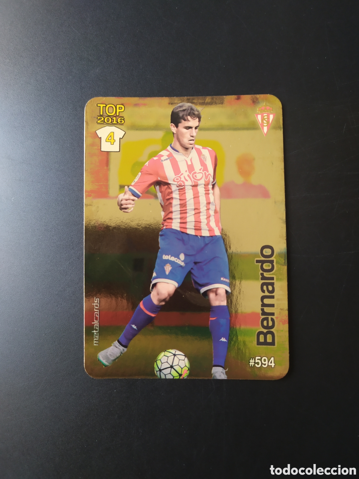 Cromos de f&uacute;tbol: Mundicromo fichas Liga 2015 2016 15 16 Bernardo brillo dorado n&deg; 594 Sporting Gij&oacute;n