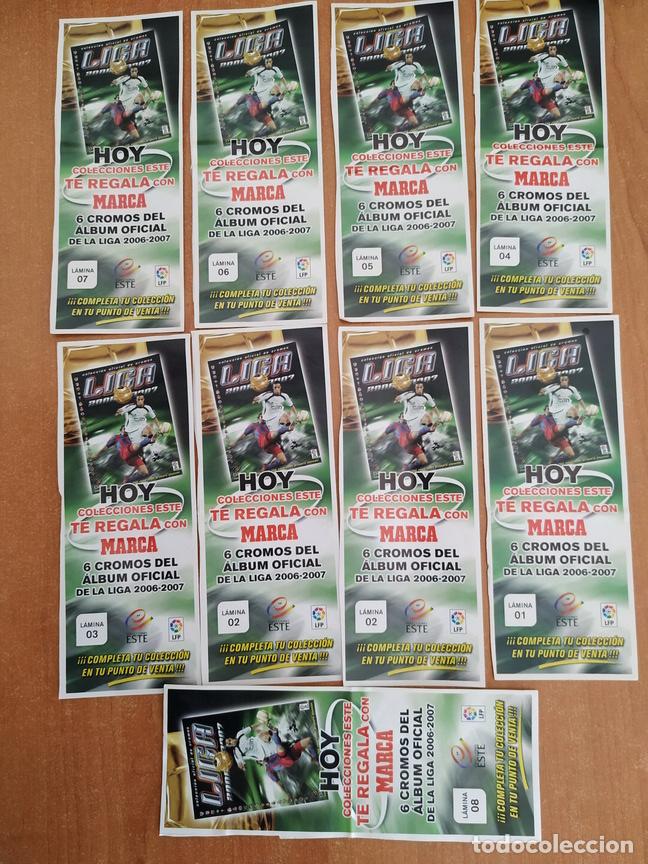 Cromos de Futebol: Lote de nueve pegatinas LIGA ESTE 2006/2007 que ven&iacute;an de regalo con los cromos.