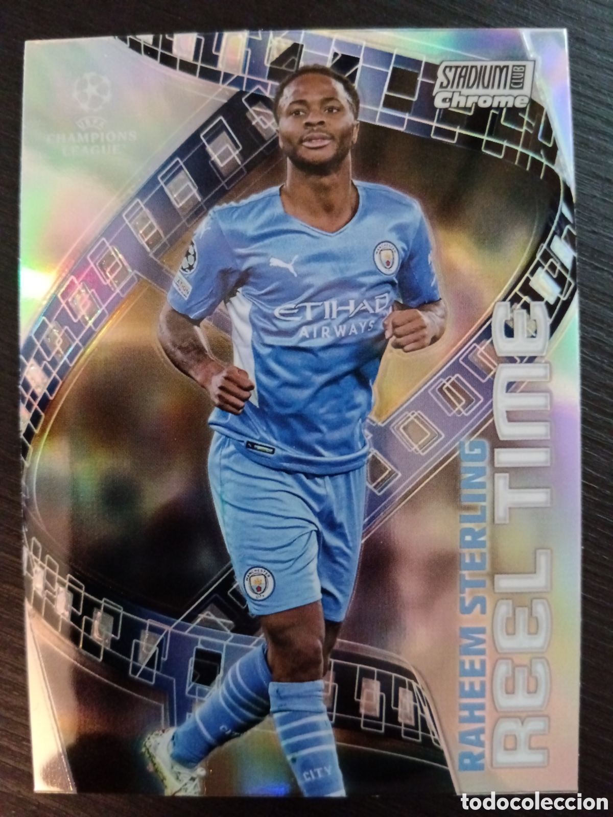 Cromos de f&uacute;tbol: Raheem Sterling Manchester City Reel Time Topps Stadium Club Chrome 21-22