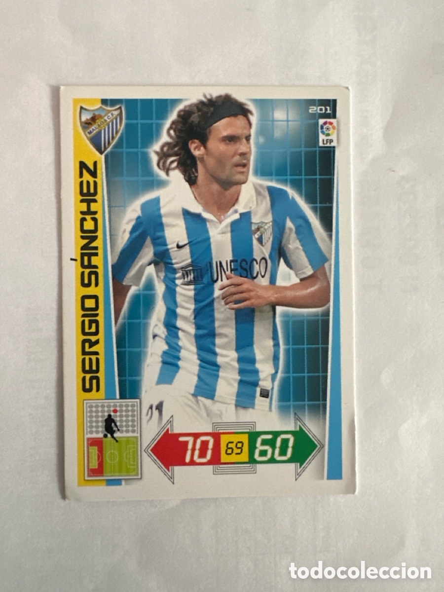 Football Stickers: SERGIO S&Aacute;NCHEZ 201 M&Aacute;LAGA ADRENALYN LA LIGA 2012 2013 12 13