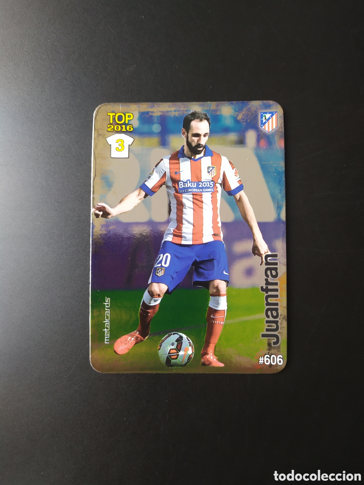 Figurine di Calcio: Mundicromo fichas Liga 2015 2016 15 16 Juanfran brillo liso n&deg; 505 Atl&eacute;tico Madrid