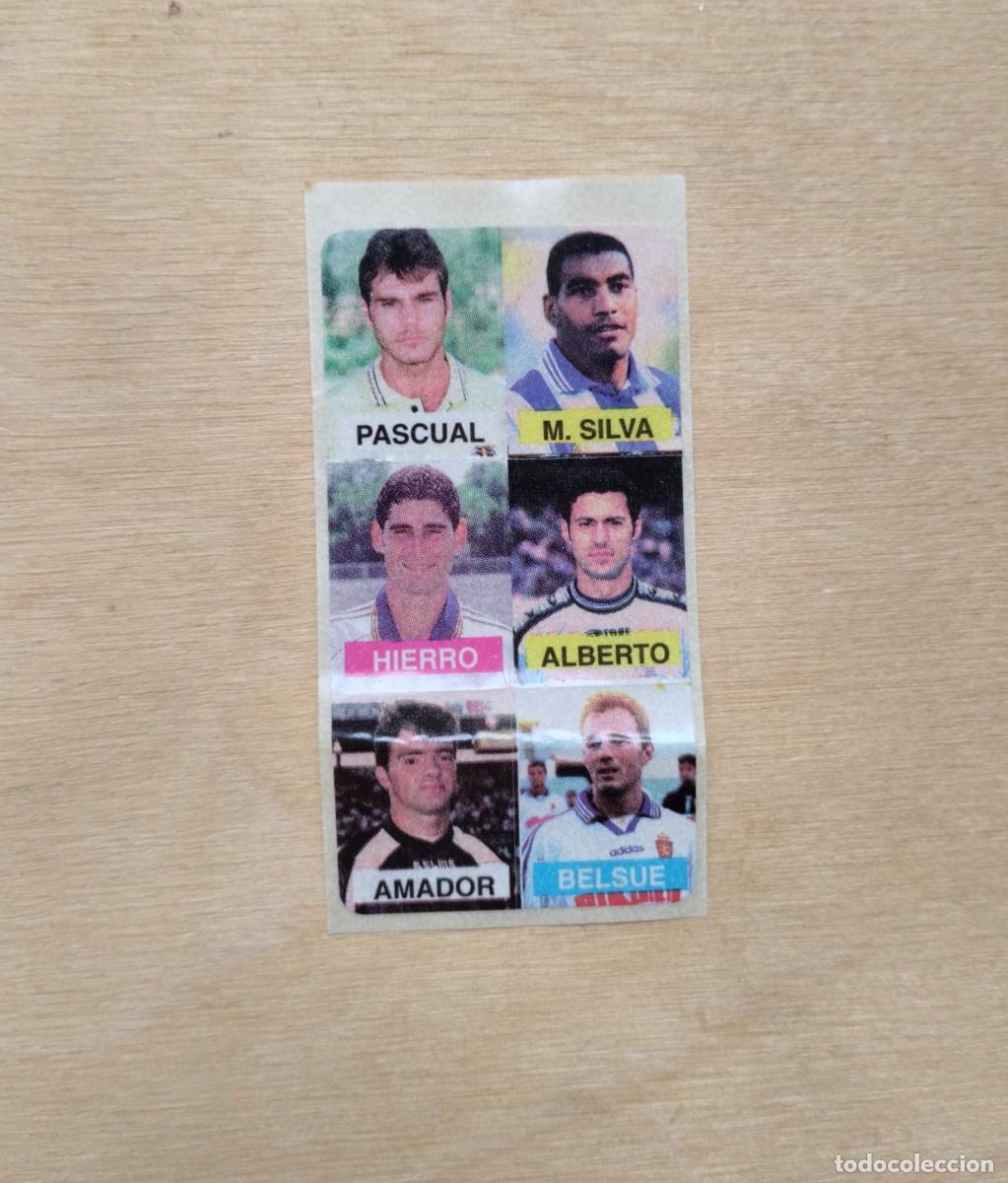Fu&szlig;ball-Sticker: Cromos chicles Estrellas F&uacute;tbol 98-99: Pascual, M. Silva, Hierro, Alberto, Amador y Belsue