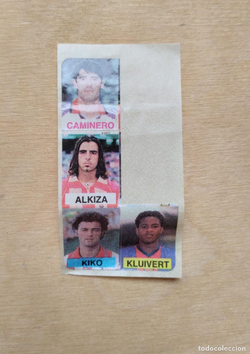 Fu&szlig;ball-Sticker: Cromos chicles Estrellas F&uacute;tbol 98-99: Caminero, Alkiza, Kiko y Kluivert
