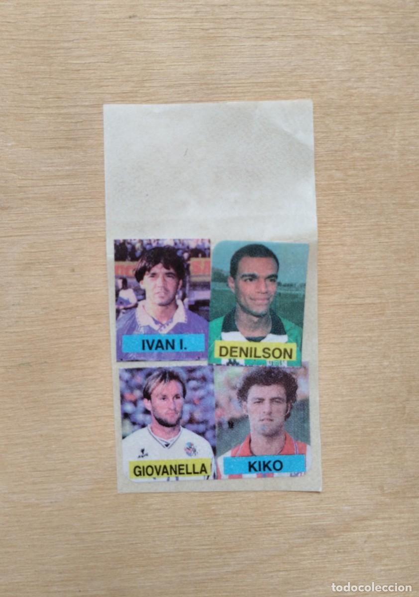 Figurine di Calcio: Cromos chicles Estrellas F&uacute;tbol 98-99: Iv&aacute;n I., Denilson, Giovanella y Kiko