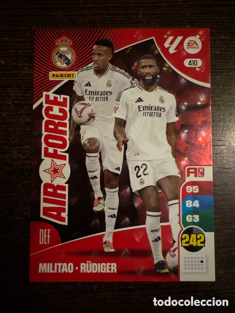 Cromos de f&uacute;tbol: # 410 Militao Rudiger Real Madrid Air Force Adrenalyn XL 24 25 2024 2025