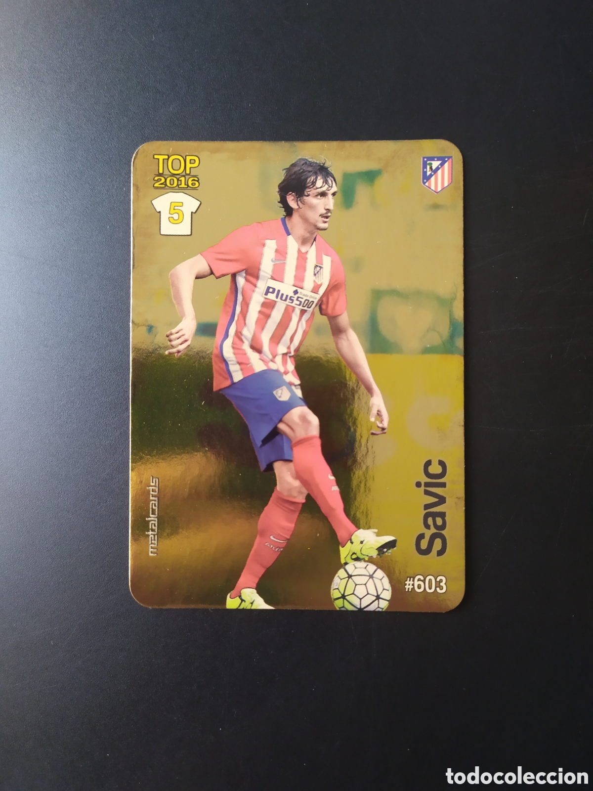 Football Stickers: Mundicromo fichas Liga 2015 2016 15 16 Savic brillo dorado n&deg; 603 Atl&eacute;tico Madrid