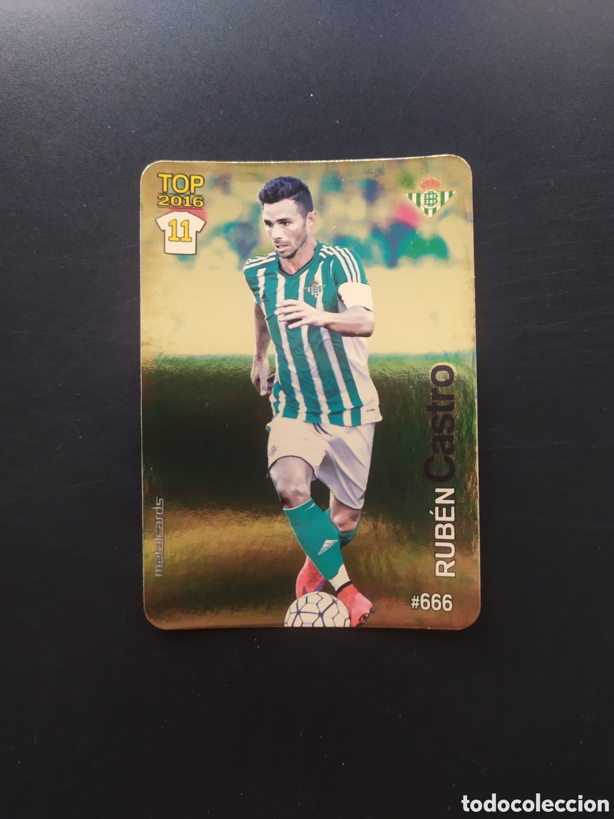 Football Stickers: Mundicromo fichas Liga 2015 2016 15 16 Rub&eacute;n Castro brillo dorado n&deg; 666 Real Betis