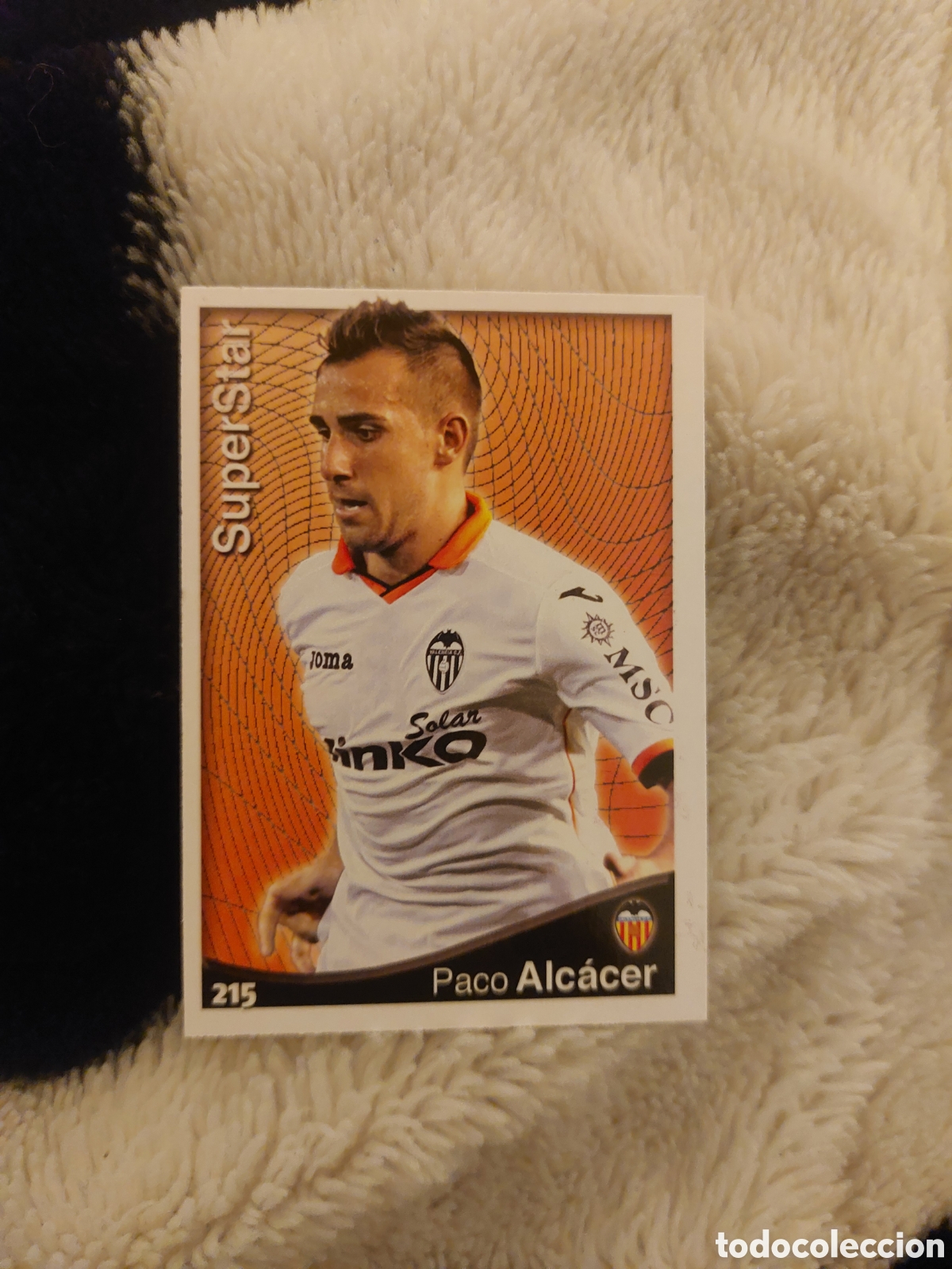 Cromos de F&uacute;tbol: 215 PACO ALCACER SUPERSTAR MATE VALENCIA MUNDICROMO FICHAS QUIZ LIGA 2014 2015 14 15