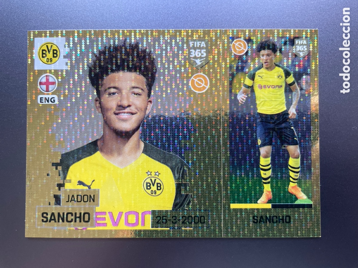 Cromos de F&uacute;tbol: Jadon Sancho 445a 445b Panini FIFA 365 2018-19 Borussia Dortmund 445