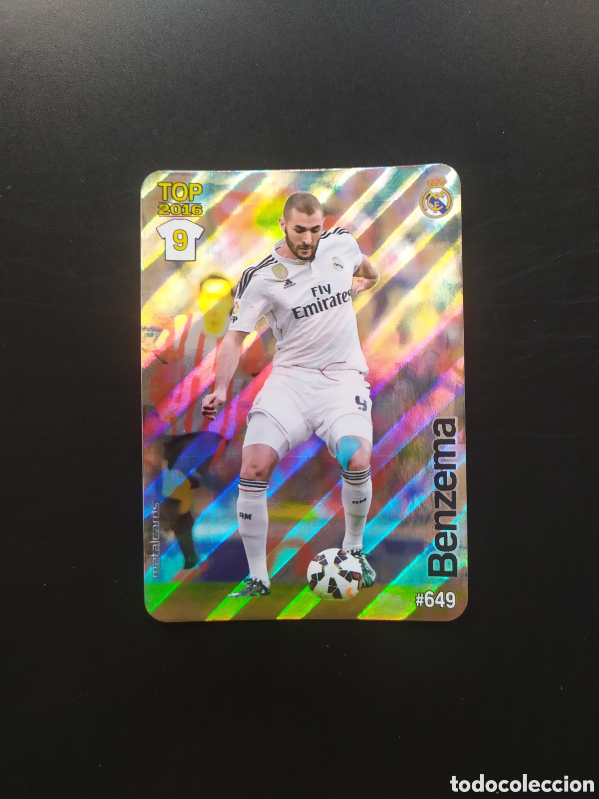 Cromos de F&uacute;tbol: Mundicromo fichas Liga 2015 2016 15 16 Benzema brillo rayas n&deg; 649 Real Madrid