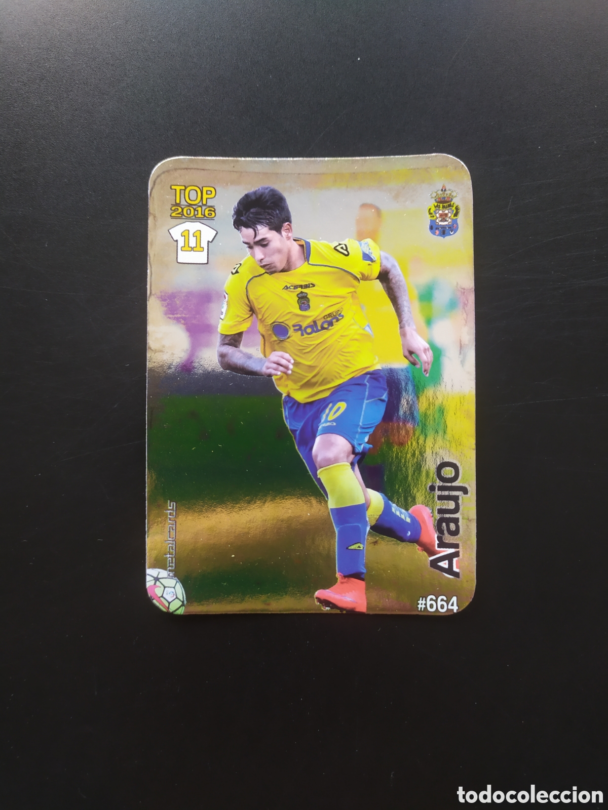 Football Stickers: Mundicromo fichas Liga 2015 2016 15 16 Araujo brillo liso n&deg; 664 Las Palmas