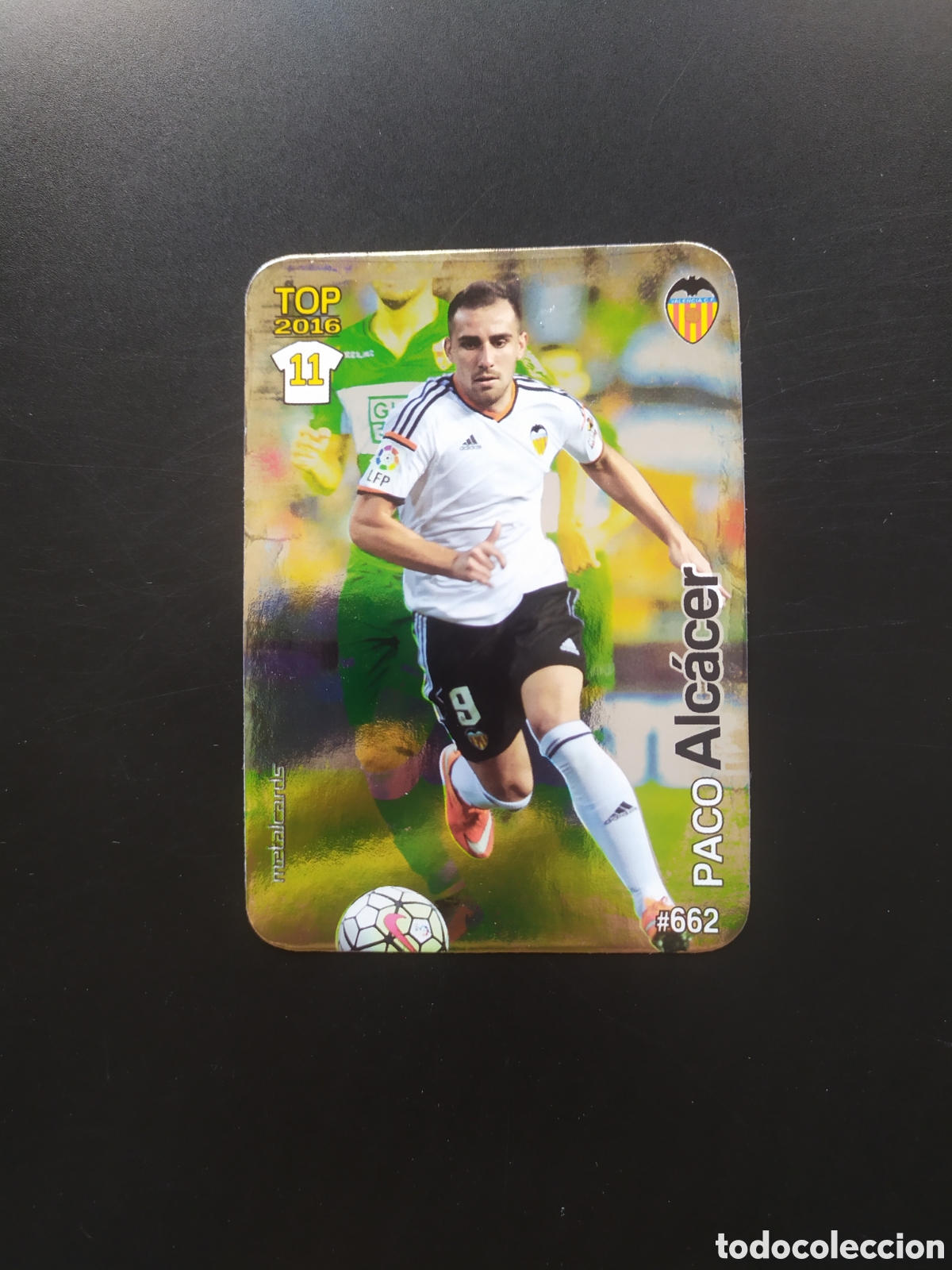 Cromos de f&uacute;tbol: Mundicromo fichas Liga 2015 2016 15 16 Alcacer brillo liso n&deg; 662 Valencia