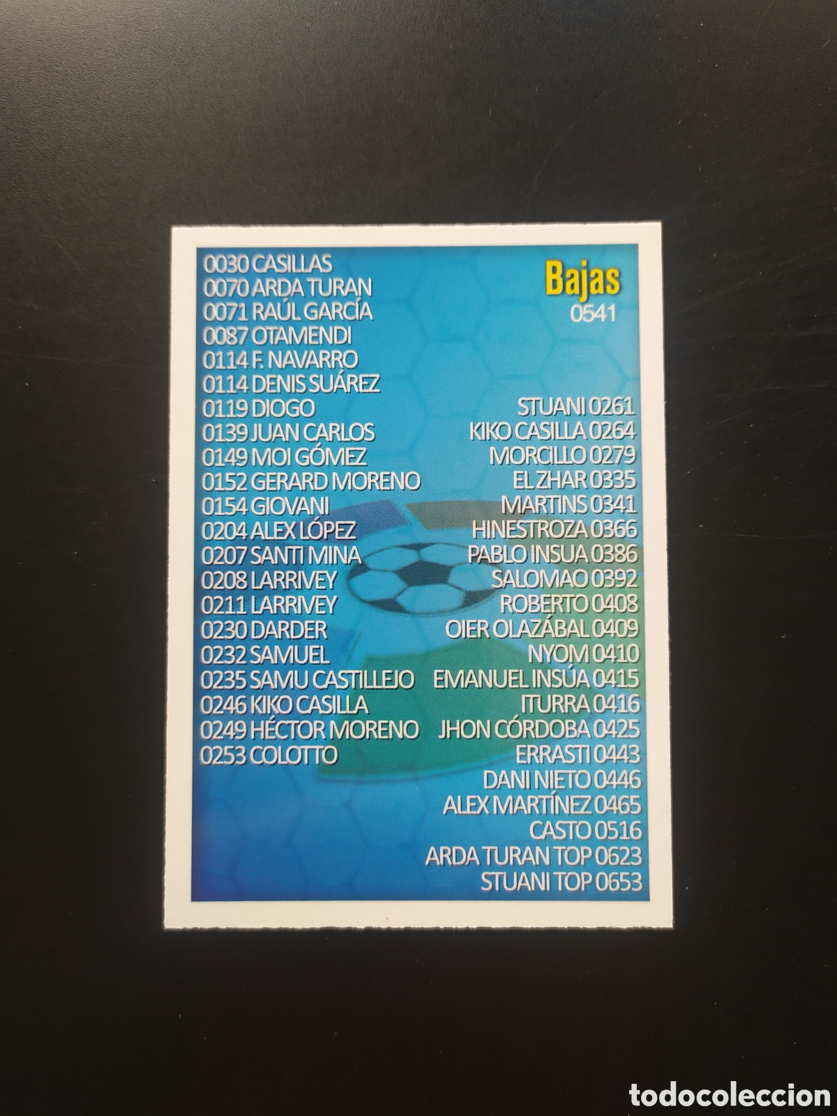 Fu&szlig;ball-Sticker: Mundicromo fichas Liga 2015 2016 15 16 indice bajas n&deg; 541