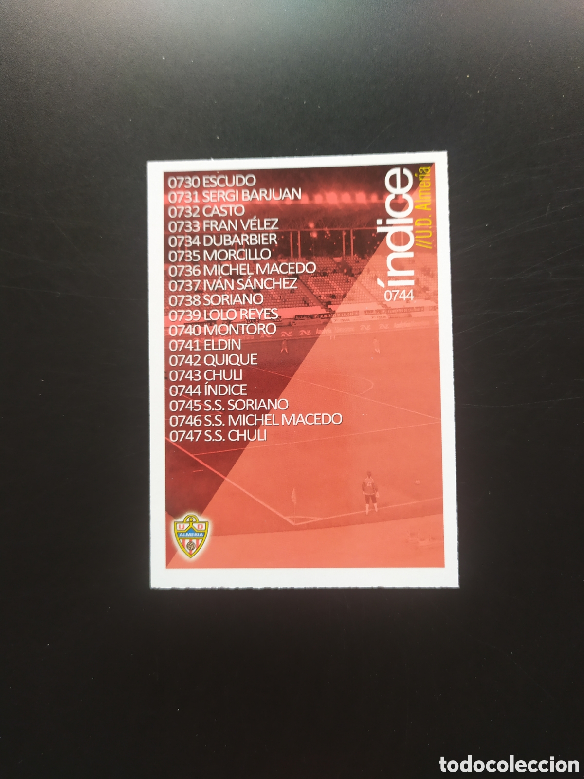Cromos de f&uacute;tbol: Mundicromo fichas Liga 2015 2016 15 16 &iacute;ndice n&deg; 744 Almer&iacute;a