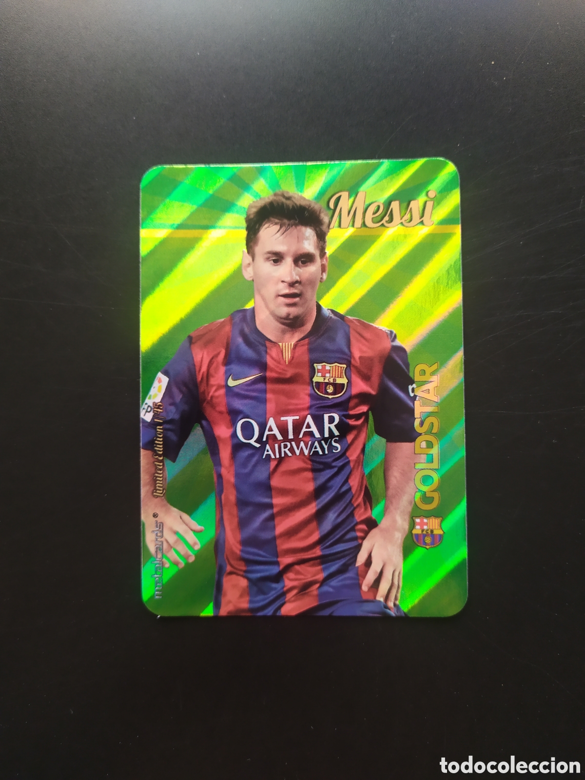 Cromos de Futebol: Mundicromo fichas Liga 2015 2016 15 16 Messi goldstar brillo rayas limited edition 1/45 Barcelona