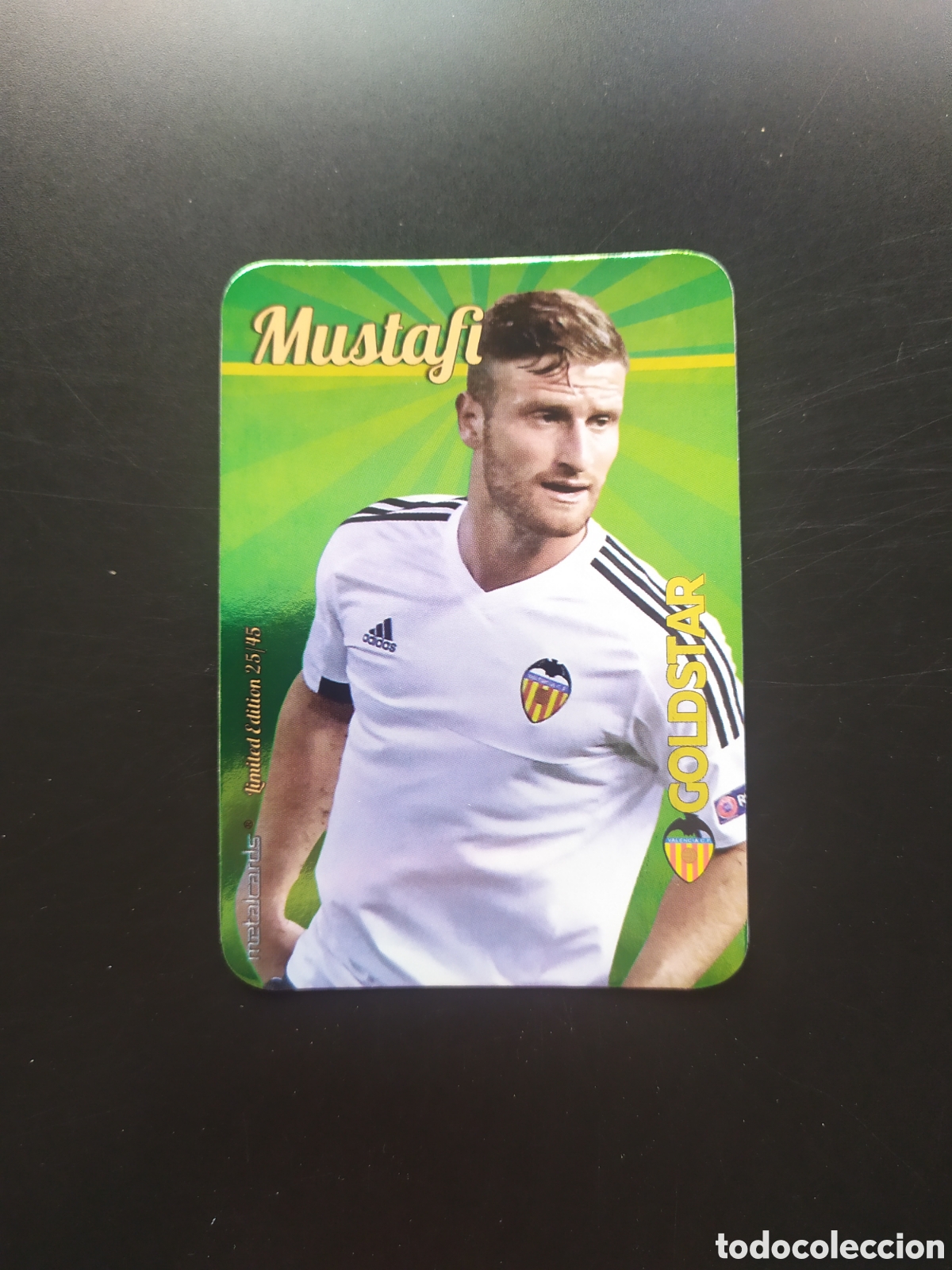 Cromos de f&uacute;tbol: Mundicromo fichas Liga 2015 2016 15 16 Mustafi goldstar brillo liso limited edition 25/45 Valencia