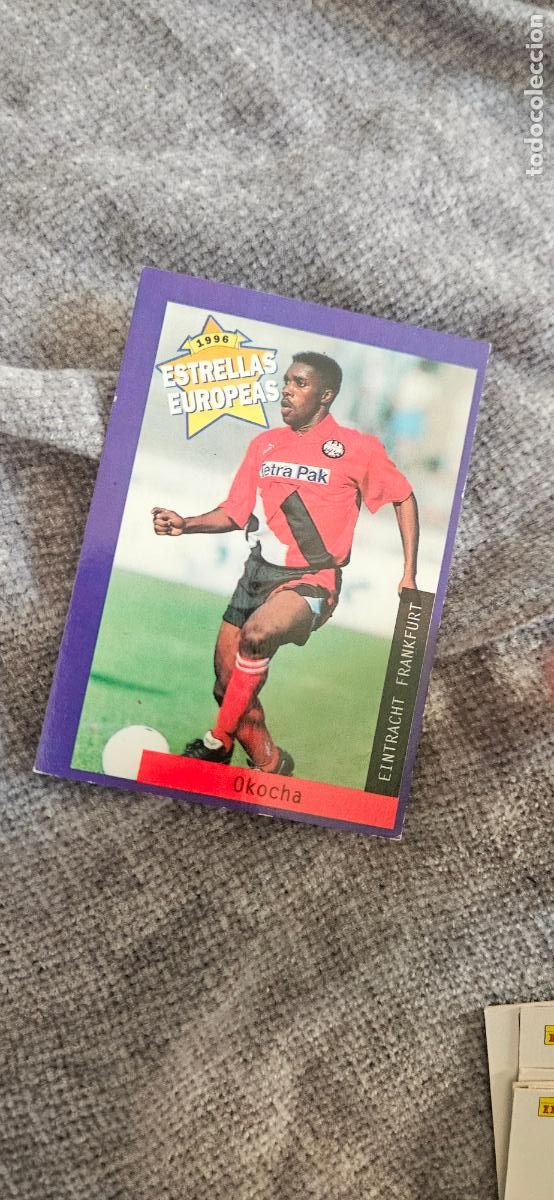 Fu&szlig;ball-Sticker: Okocha 78 estrellas europeas 1996 96 trading card card