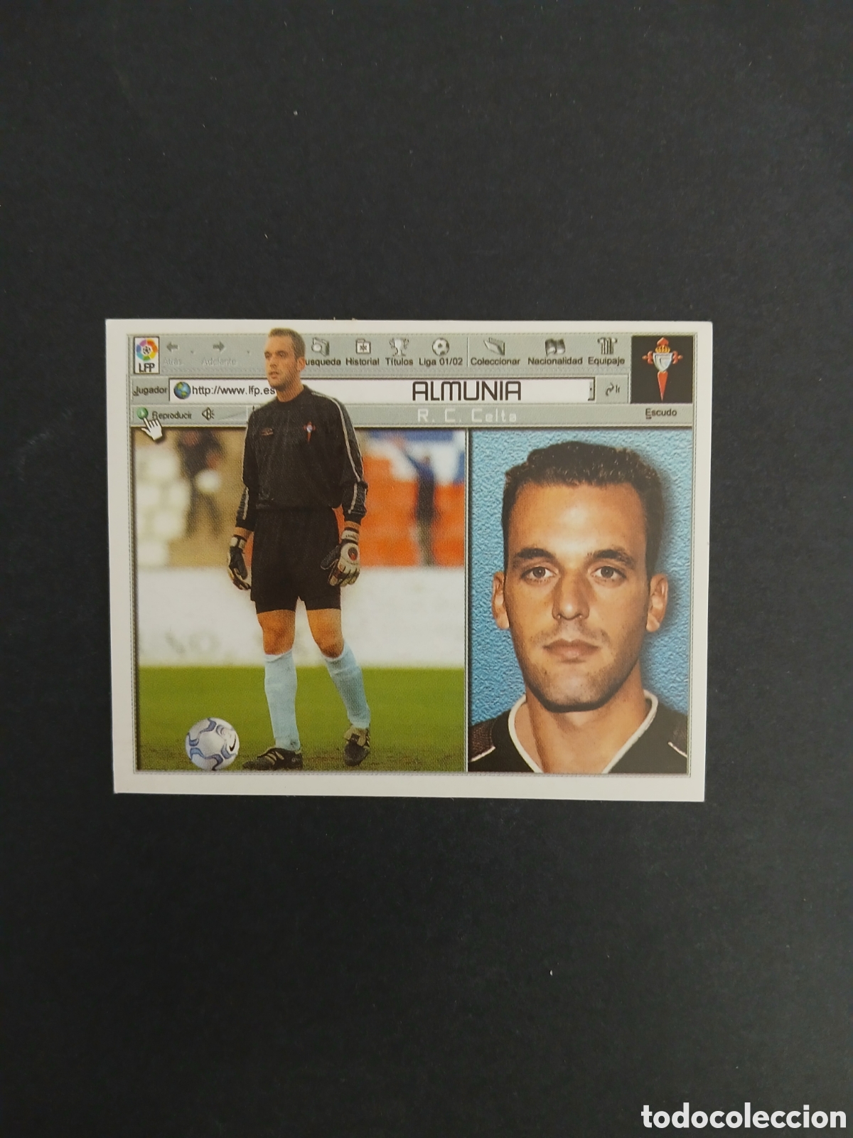 Football Stickers: ALMUNIA CELTA LIGA ESTE 2001/02 01 02 NUNCA PEGADO SIN PEGAR