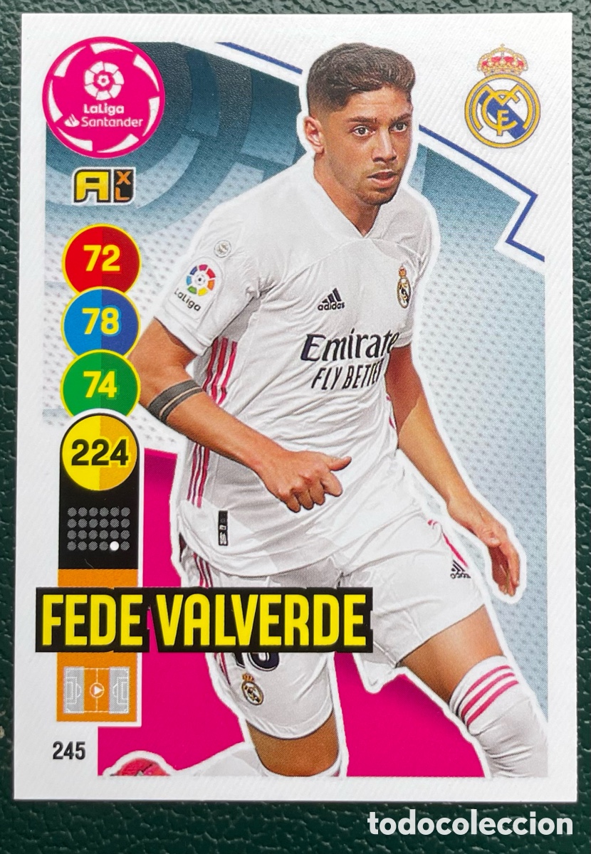 Cromos de F&uacute;tbol: 245 FEDE VALVERDE REAL MADRID FICHAS ALBUM ADRENALYN XL 2020 2021 20 21 PANINI