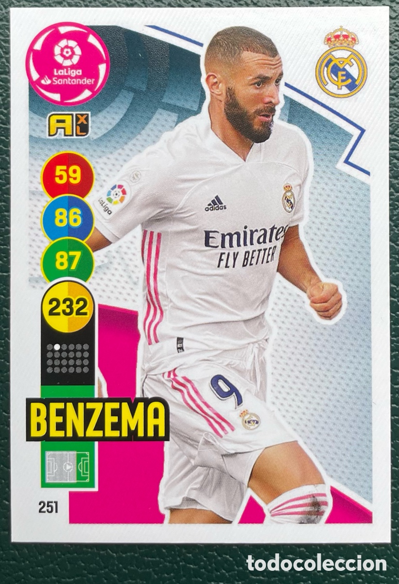 Cromos de F&uacute;tbol: 251 BENZEMA REAL MADRID FICHAS ALBUM ADRENALYN XL 2020 2021 20 21 PANINI