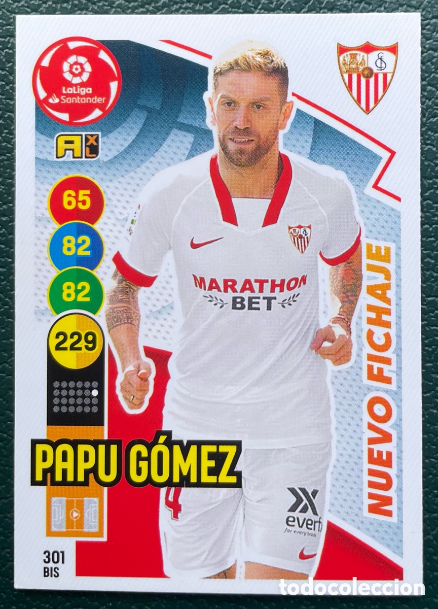 Figurine di Calcio: 301 BIS PAPU GOMEZ SEVILLA FC NUEVO FICHAJE FICHAS ALBUM ADRENALYN XL 2020 2021 20 21 PANINI